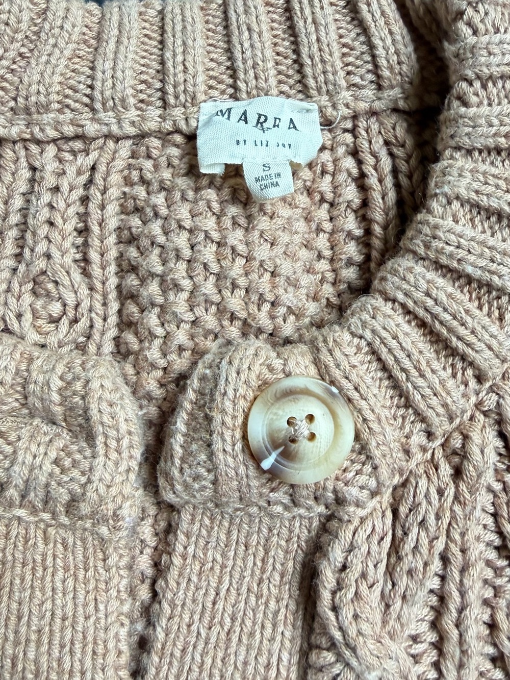 Marea by Liz Joy Cable Cardigan in Camel Tan Color Sz. S - Picture 3 of 3